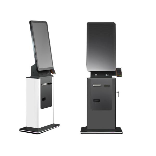 27 32 Inch Interactive Touch Self Service Kiosk Terminal Hotel Self Service Ticket Printer Card Reader Cash Coin Payment Kiosk