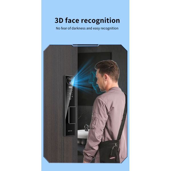 Aluminum Alloy Smart Home Door Lock CNC Technology Tuya App Video Intercom Face Recognition Palm Print Automatic Lock