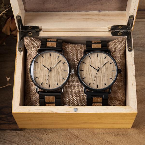 Wooden Band Quartz Battery Wristwatches Harlex Mirror Material 113g