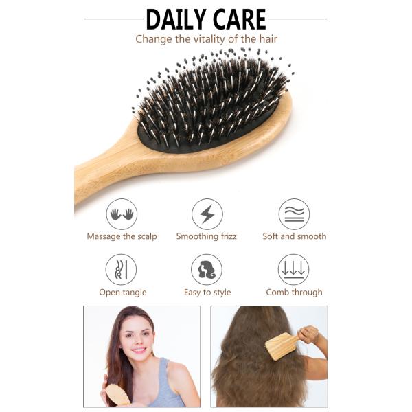 Laser Vent Wide Tooth Boar Bristle Hair Comb Wooden Anti Static Hair Brush For Women