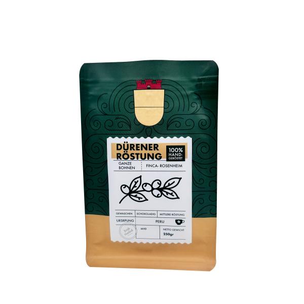 Custom Printed 250 G AL Foil Lined Flat Bottom Coffee Bawith Front Zipper And 1 Way Valve For Coffee Beans Coffee Powder