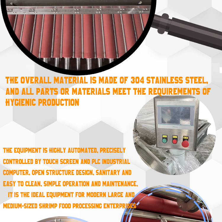 380V 3P 50HZ Commercial Shrimp Peeling Machine 300KG/H Automatic Shrimp Peeler