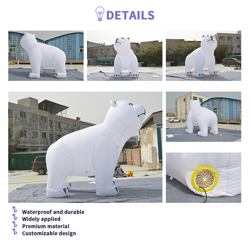 Giant Inflatable Polar Bear, Custom Cartoon White Bear Model for Outdoor Events Christmas Theme Advertising Decor