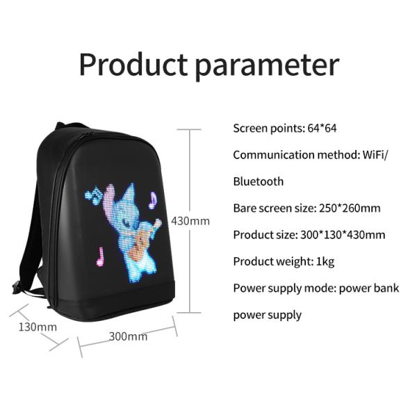 Водонепроницаемый светодиодный рекламный дисплей Smart Backpack