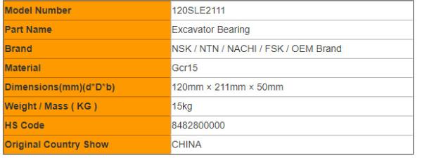 High Temperature Resistant 120SLE2111 Excavator Ball Bearings Double Row