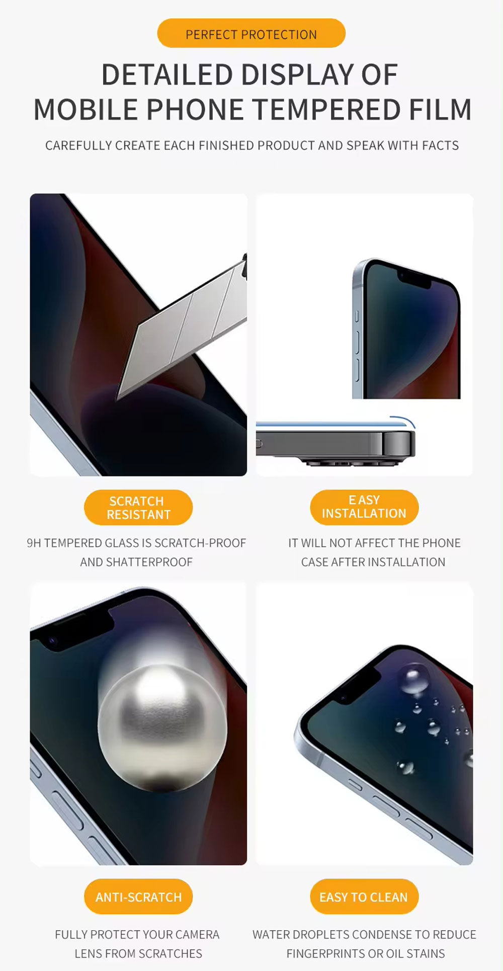 Tempered Glass Screen Protector for Iphone 15 14 13 12 11 Plus Pro Max Hd Clear 2.5D Anti Scratch Fingerprint Oil Ghm090 Laudtec