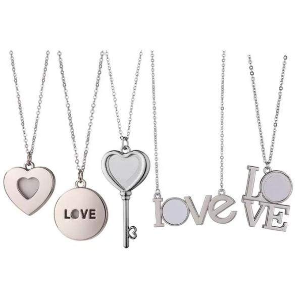 Sublimation Jewelry Blanks Sublimation Blank LOVE Letter Heart Shape Necklace For Valentine's Day