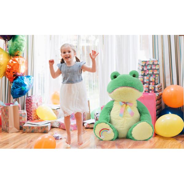 Giant Frog Plush Toy Soft Kids Birthday Gift Rainbow Embroidery Bow Tie Frog Themed Party Decor