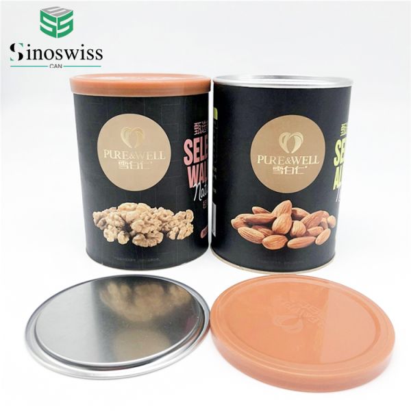 Abrasion Proof Round Empty Cardboard Can Nut Snack Food Round Paper Tube Box