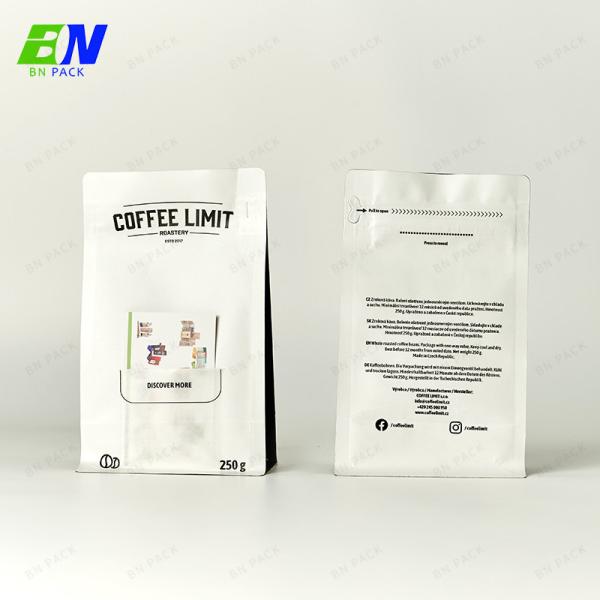 Eco Friendly Matte Kraft Coffee Card Bag Flat Bottom Pouch With Zip