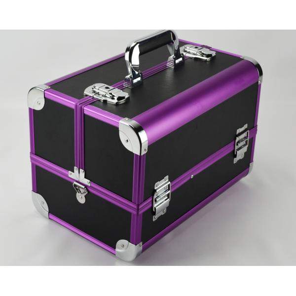 Protable Anodize Purple Aluminum Vanity Cosmetic Case Size 300 * 220 * 245mm