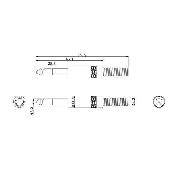 Металлический 6,35 мм Jack Plug Through Hole Аудио Jack Коннектор 2 Контакт