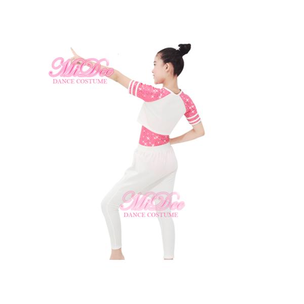 MiDee Girl White Dance Outfits Spandex Hip Hop Dance Dress Gym Suit