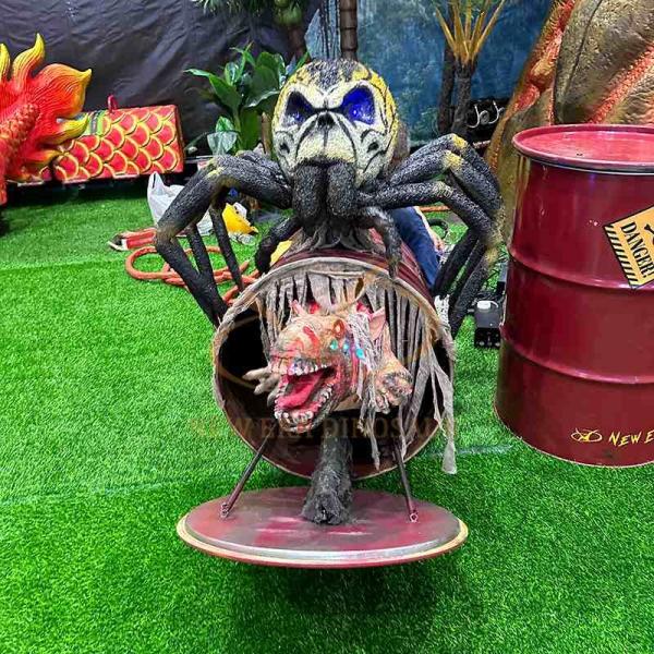 Haunted House Animatronic Props Spider Oil Barrel