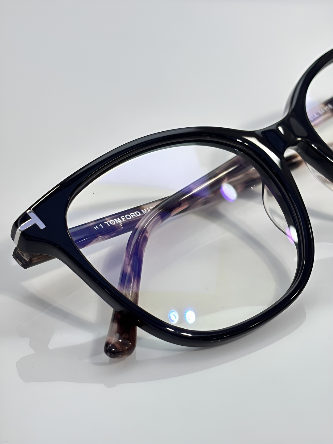 TM FORD Women Cat Eye Optical Eyeglasses, TF6089-B Acetate Prescription Glasses Frame with Silver T Logo, Clear Blue Light Blocking Lenses Prescription
