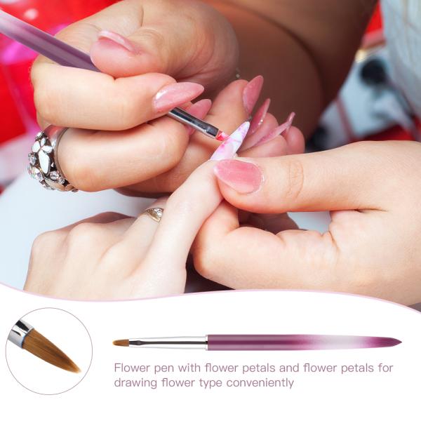 Salon Art Metal Handle Nail Brush 10pcs Set Nylon Hair 3D Acrylic Brush