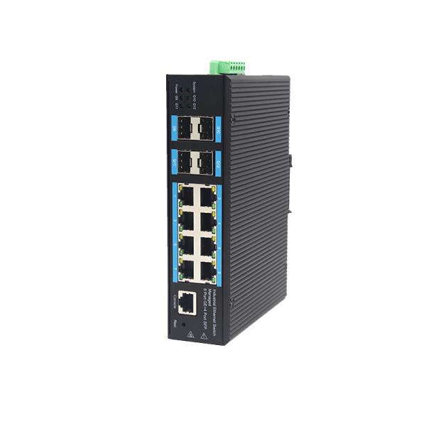 Din Rail Managed Industrial Gigabit Ethernet Switch 8 Ports RJ45 4 SFP port