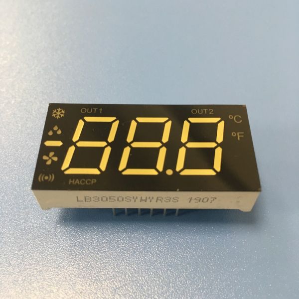Triple Digit Multicolor 7 Segment LED Display Common Cathode for Refrigerator Control