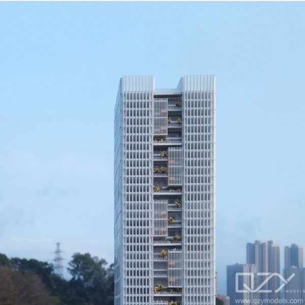 1/500 Scale Architectural Model with White and Wooden Elements