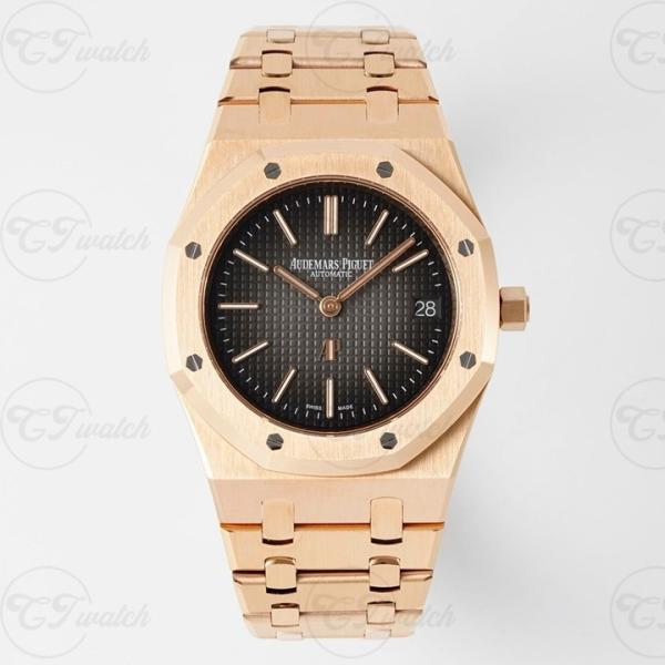 AP Royal Oak 39mm Black Dial Two Hands 18K Rose Gold Super Clone Watch CAL 2121 Swiss Movement ZF Factory