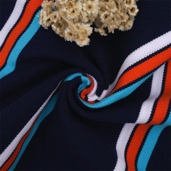 Breathable And Comfortable And Natural Wear-Resistant Striped Knit Fabric For Polo Shirt