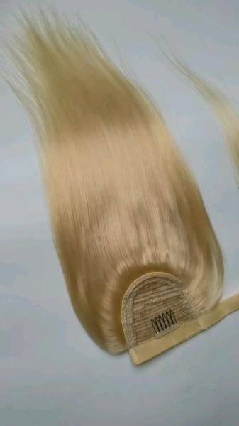 Effortless Weaves Breathable Human Hair Extensions for Styling and Perming Velcro Ponytail Extension