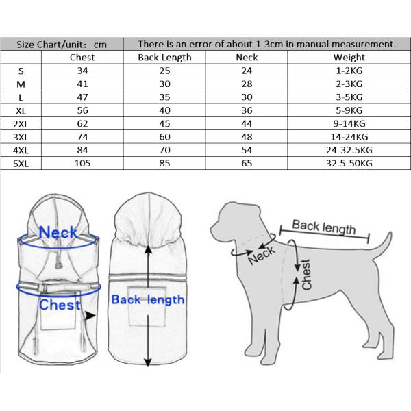 Waterproof Windproof Rainproof Reflective Design Poncho Pu Dog Clothes