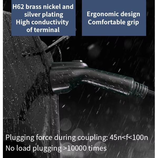 Portatif 3,5 kW type 2 prise électrique / type 1 prise électrique 16A 5 mètres câble