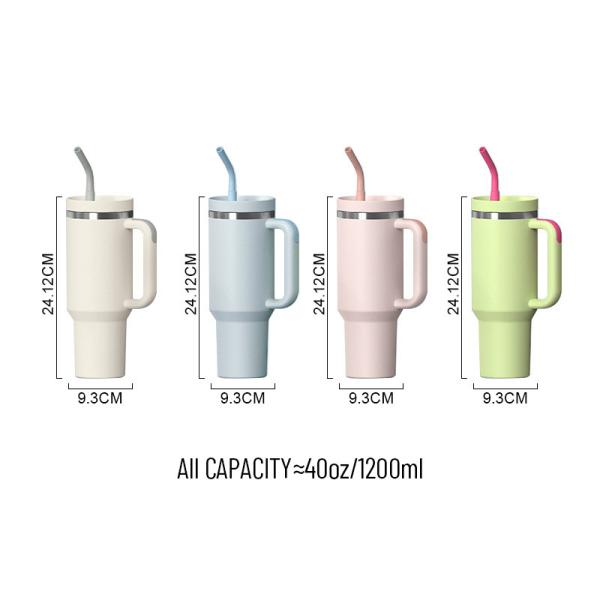 Venta al por mayor de botellas de vacío de acero inoxidable personalizadas de 40 onzas con mango aprobado por la FDA, libre de BPA, de uso pesado