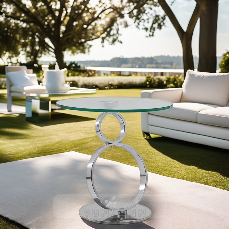 Modern Luxury round Coffee Table with Glass Top and Stainless Steel Base for Living Room Home Villa Hotel Hall