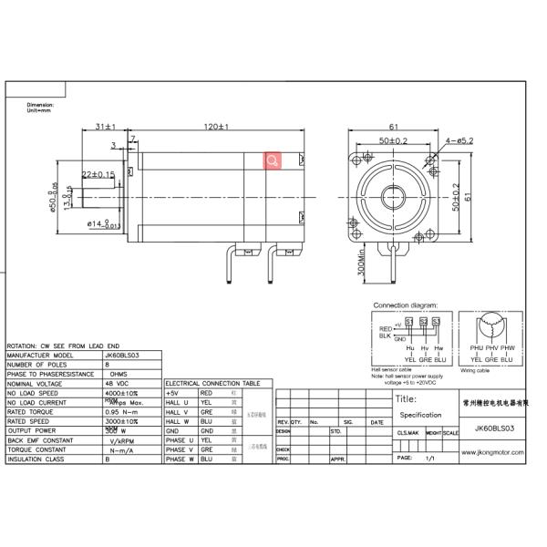 48V Black Three Phase Brushless Motor 250W / 283W 1000 - 4000 Rpm For CNC Machine