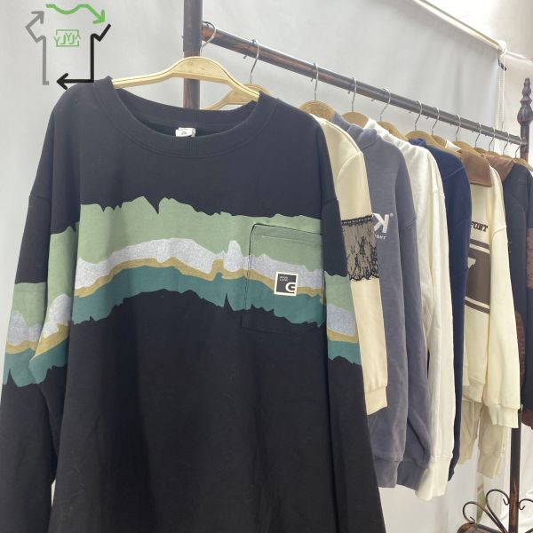 Used Mix Unisex Universal Neck V Neck Zipper Hoodies Polyester Cotton Crewneck Clothes