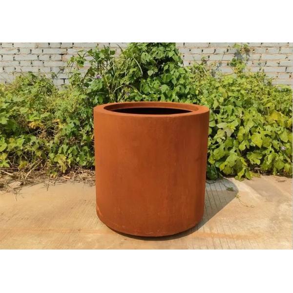 800mm Decorative Metal Garden Pots Cylindrical Corten Steel Planter Boxes