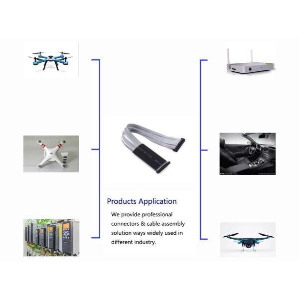 2.54mm IDC Flat Ribbon Cable Assembly With Heat Shrink Tube Customized Length