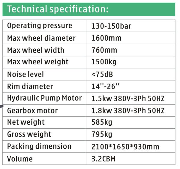 Techviewer 1600mm Diameter Truck Tyre Changer