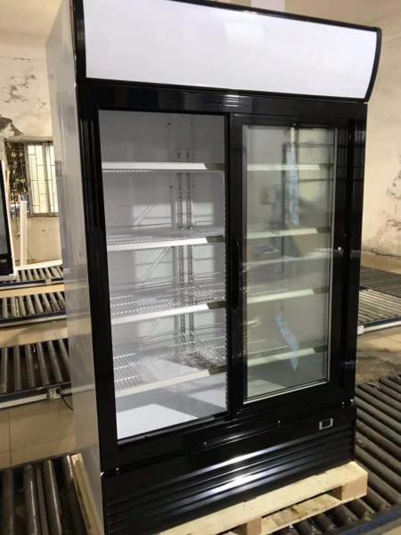Vertical Double Door Frost Free Display Beverage Cooler / Glass Door Beverage Showcase