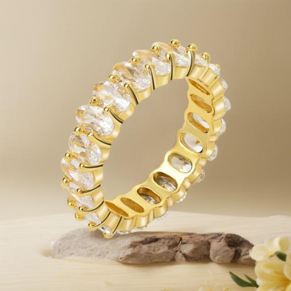 Anillo de acero inoxidable dorado con circonita y cobre para mujer, anillos de compromiso