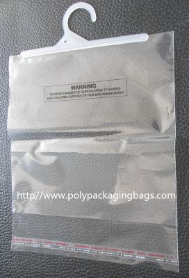 Small Clear PP Poly Bags With Hangers For Apparel / Clothing / Dress