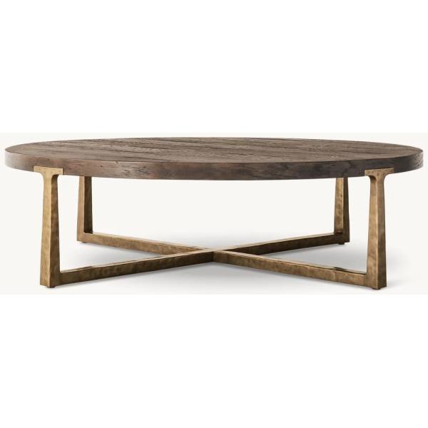 Modern Wood Top Round Coffee Table 300mm With Stainless Steel Material