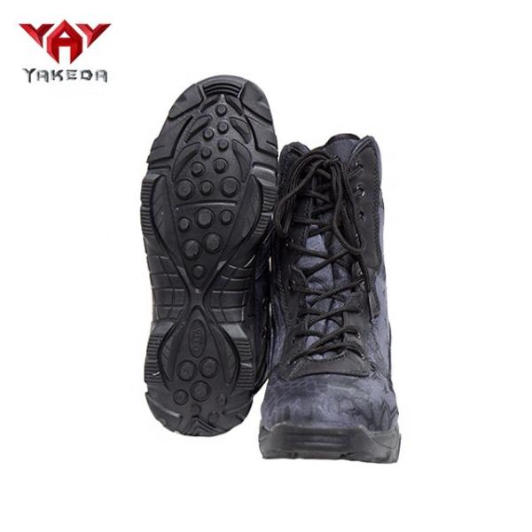 Strap Army Rubber Non - Slip Military Tactical Boots With Side Zipper Black Color