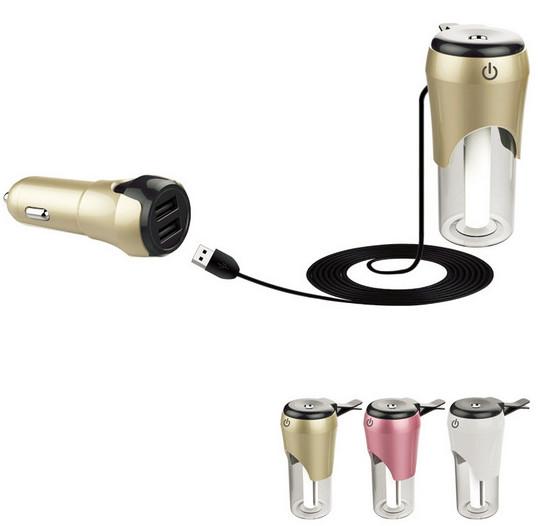 Portable In Car Humidifier Dual USB Rechargeable Charger Humidifier Diffuser
