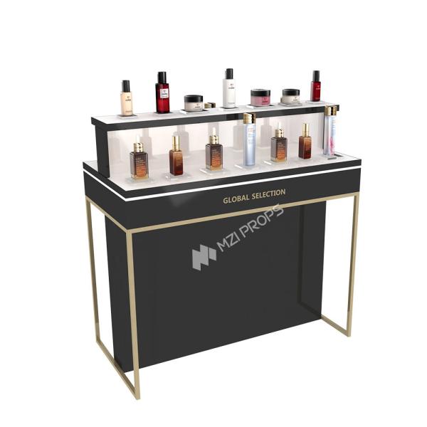 Beauty Shop Black & Gold Display Furniture Elegant Modern Minimalist Side Rack Double-Sided Display for Cosmetic Store Interior Design