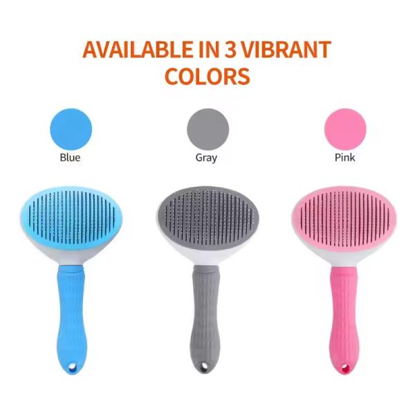 Blue / Pink / Gray Pet Grooming Brushes Self Cleaning Cat Slicker Brush