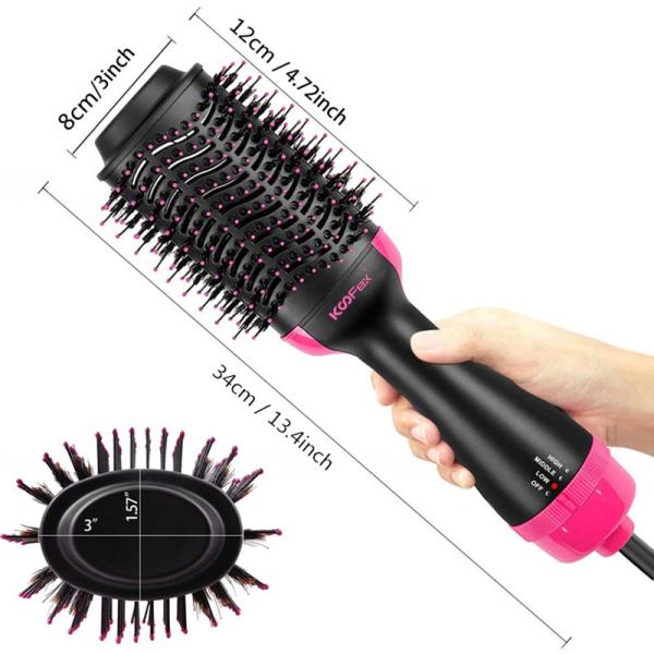 a escova do secador de cabelo 220V em volta do secador 3 do sopro em 1 escova de ar quente de endireitamento anti escalda