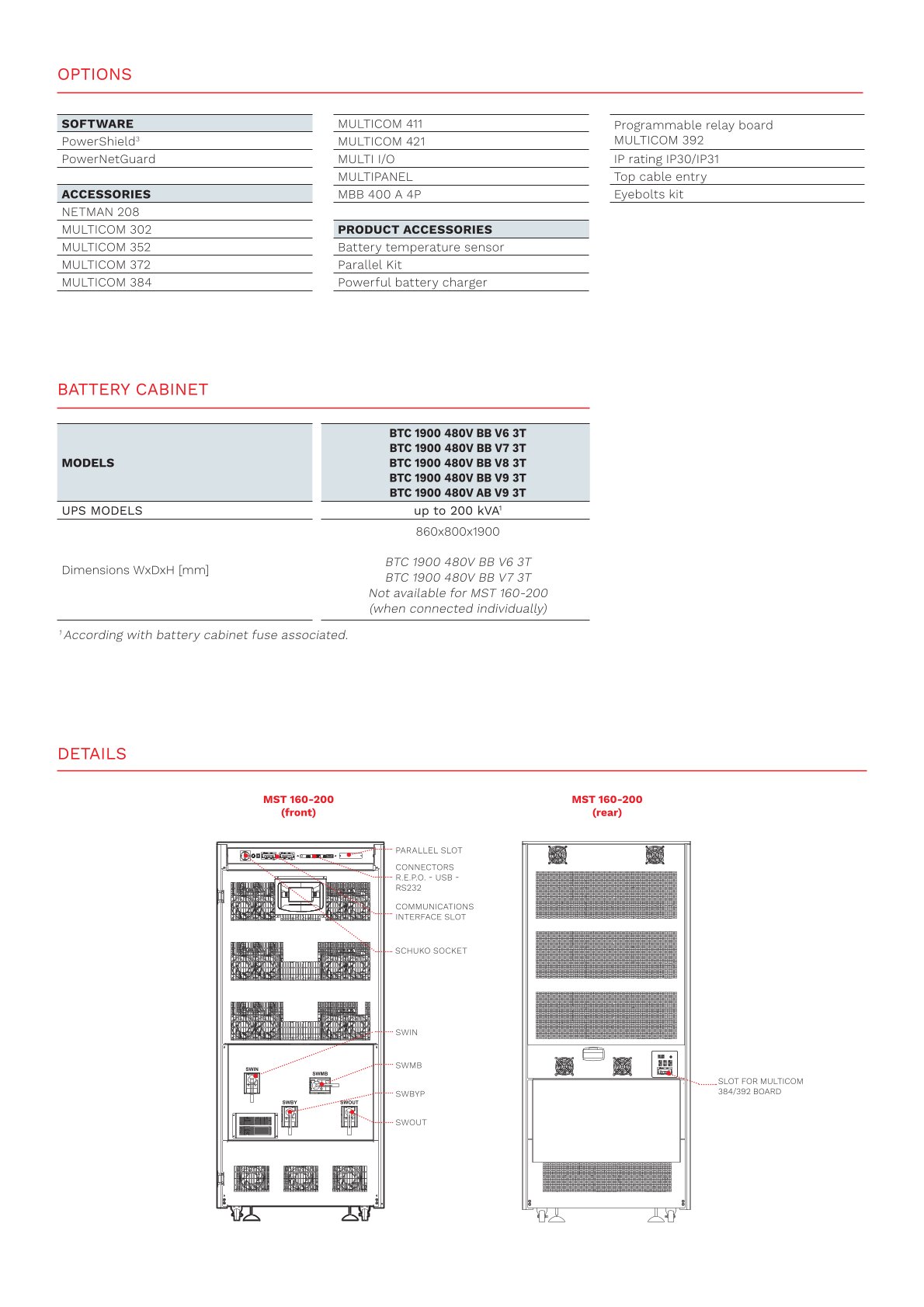 Riello Multi Sentry 160KVA Three-phase UPS with Double Conversion for Telecommunications