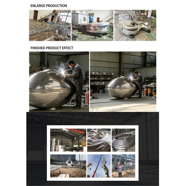 Large outdoor lighting stainless steel spherical sculpture