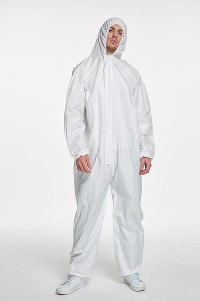 S&J Disposable Coverall with Hood Protection Suit Elastic Wrist Cuff Front Zipper, Water Resistant Premium Type5/6 coveralls