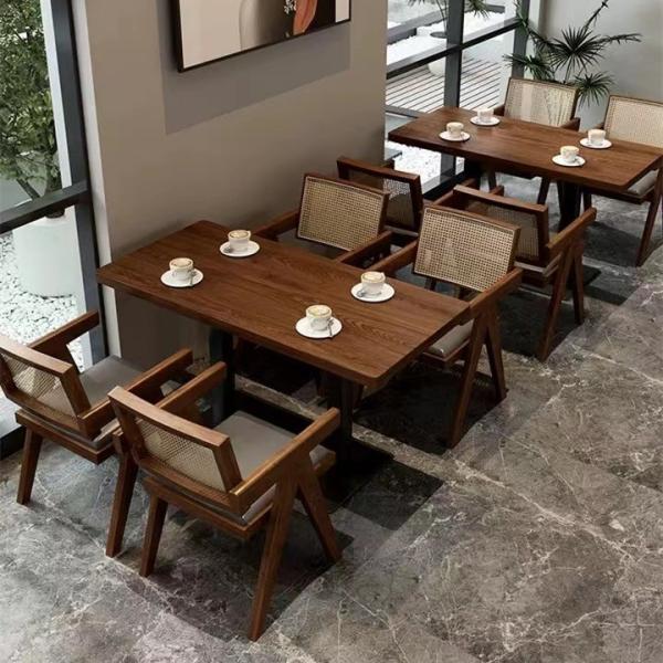 Mobília comercial Ash Solid Wooden Dining Set dos restaurantes da cafetaria do restaurante