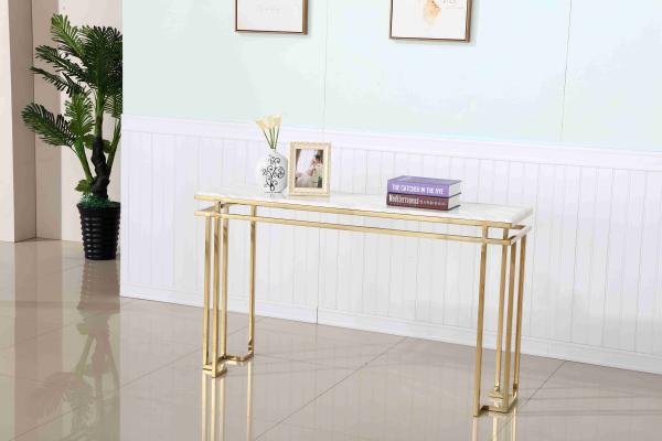 Tabela de console de aço inoxidável superior de mármore luxuosa da sala de visitas do canto do corredor da base decorativa