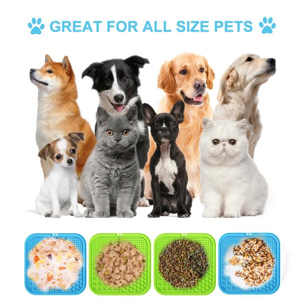 Silicone Pet Lick Mat With Suction Cups Perfect for Slow Feeder Dog Bowls and Bathing